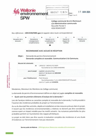 Décision étude d’incidences sur l’environnement