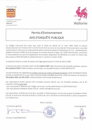 Avis d'enquête publique