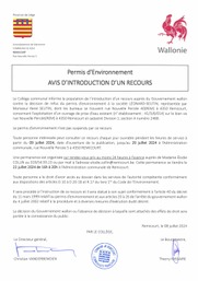 Avis d'introduction d'un recours